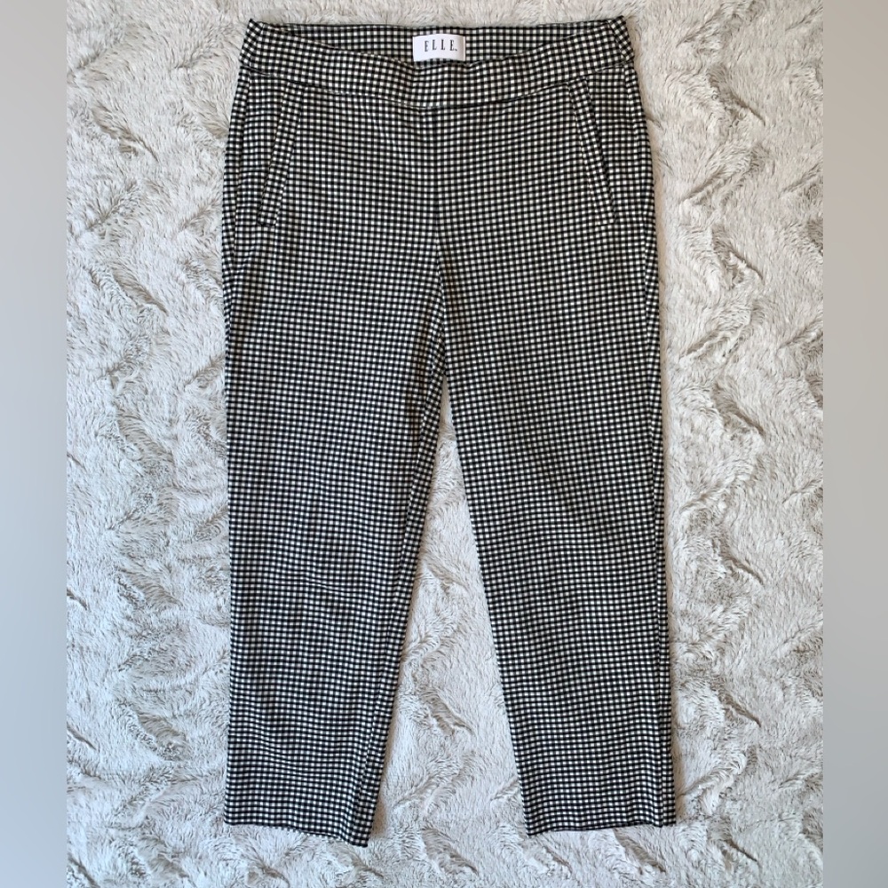 ELLE Black & White Gingham Slim Chinos